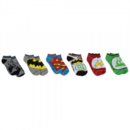 DC Super Hero Logos 6-Pair Pack of Low Cut Kids Socks